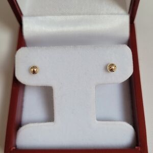 14k Solid Gold Ball Stud Earrings, 3.3mm, New Never Worn.